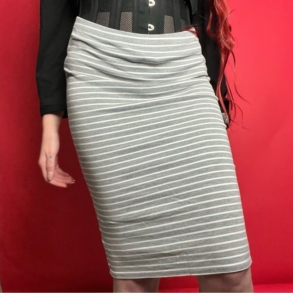 Grey and white striped skirt 🖤🤍​​​​​​​​​​​​​​​​​​​​​​​